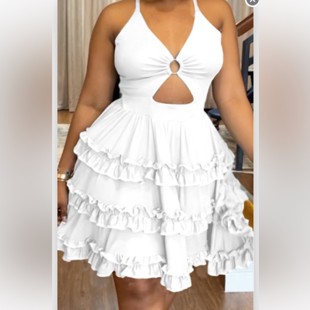 White spaghetti strap dress